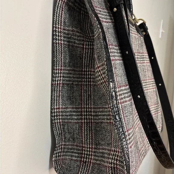 Brahmin Monique Multi Highland Genuine Leather Wool Plaid Tote - Picture 5 of 11